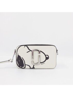 Marc Jacobs x Peanuts Snoopy The Snapshot Logo Plaque Crossbody Bag White OS